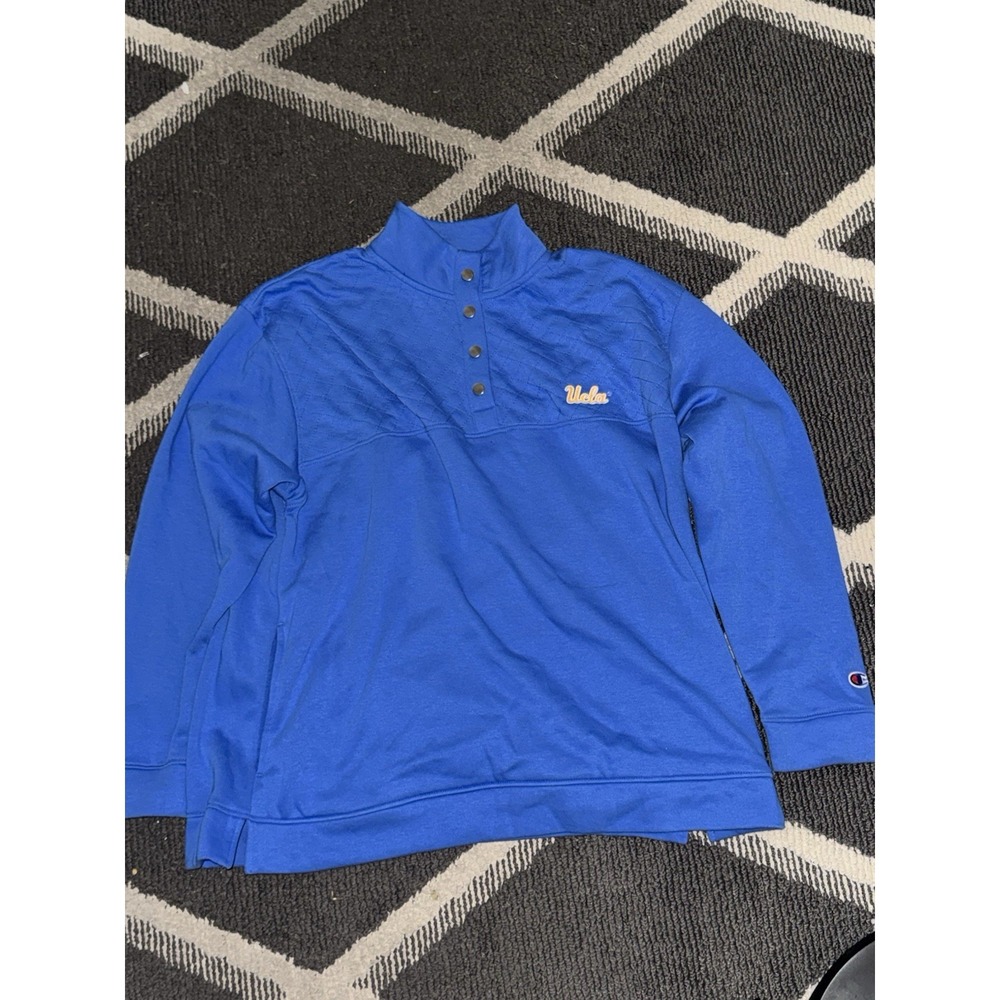 UCLA Bruins Exclusive Champion Mens‎ XL Blue 1/4 Button Quarter Pullover Sweater